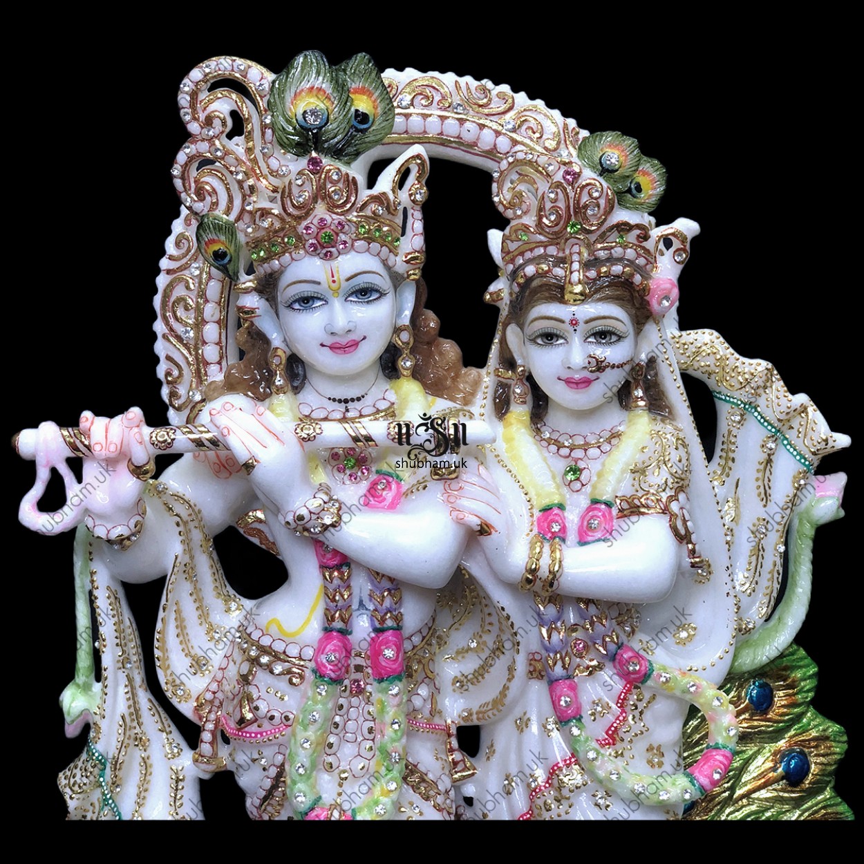 Beautifully Hand Carved Radha Krishna Marble Murti UK 18 inch