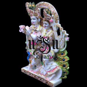 Beautifully Hand Carved Radha Krishna Marble Murti UK - 18 inch Beautifully Hand Carved Radha Krishna Marble Murti UK - 18 inch