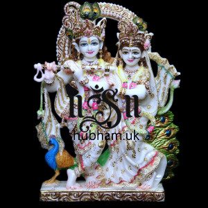 Beautifully Hand Carved Radha Krishna Marble Murti  UK - 18 inch