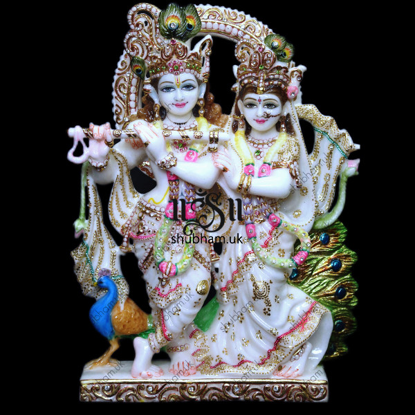 Beautifully Hand Carved Radha Krishna Marble Murti  UK - 18 inch