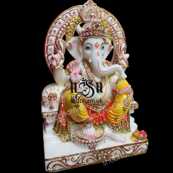 Hand Crafted Beautiful Marble Ganesh Ji Moorti - 15 inch