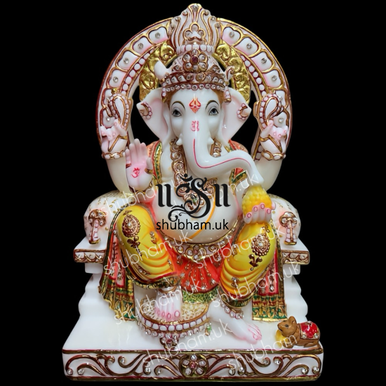 Hand Crafted Beautiful Marble Ganesh Ji Moorti - 15 inch