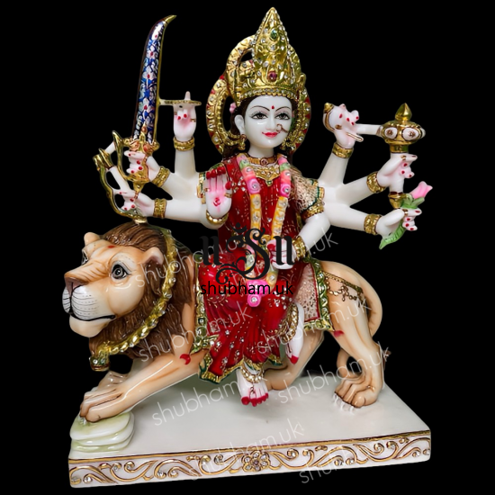 Beautiful Marble Murti Durga Mata - 18 inch