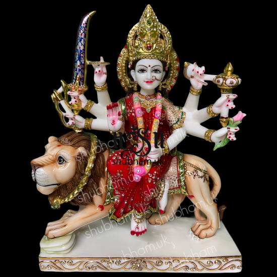 Beautiful Marble Murti Durga Mata - 18 inch