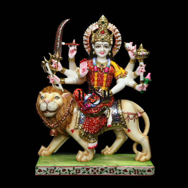 Beautiful Marble Murti Durga Mata - 18 inch