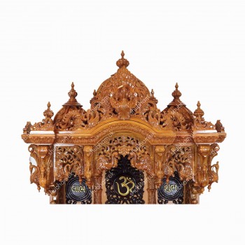 Indian Wooden Mandir UK - Peacock Design